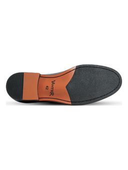 Vantier - Glen Horsebit Slip On Black Loafers