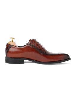 Vantier - Alligator Slip On Brown Oxfords