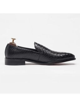 Vantier - Alligator Slip On Black Loafers