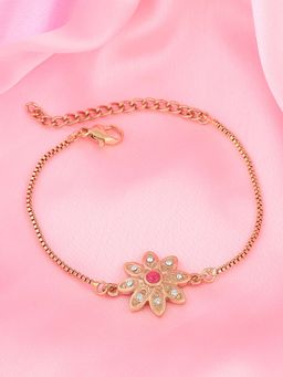 Estele - Gold Plated Floral Bracelet with Austrian Crystals for Women