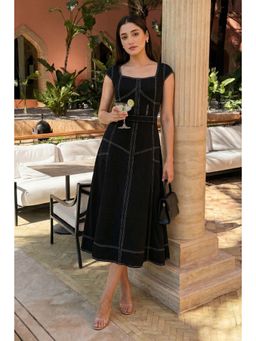 All Eyes On You - Black A-Line Midi Dress