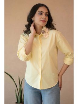 All Eyes On You - Yellow Embellished Cotton Shirt