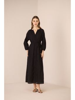 Calling June - Black Piper Midi Dress