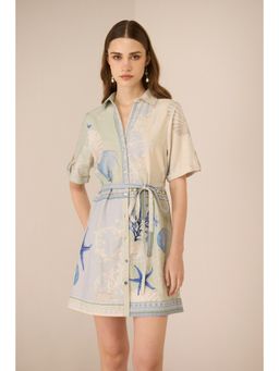 Calling June - Blue Leah Mini Dress with Belt