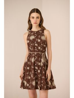 Calling June - Brown Claire Mini Dress with Belt