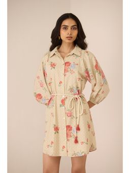 Calling June - Beige Sasha Mini Dress with Belt