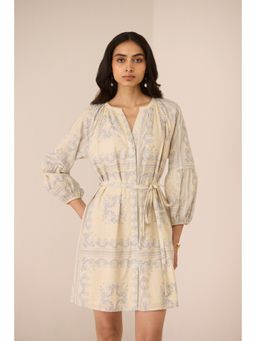 Calling June - Blue Aria Mini Dress with Belt