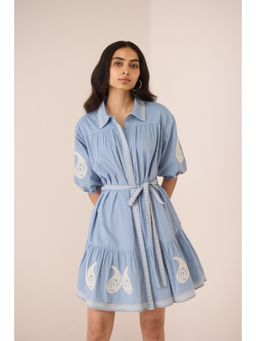 Calling June - Blue Lizzie Mini Dress with Belt