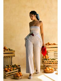 Lea Clothing - Off White Maple Checkered Cascade Pants