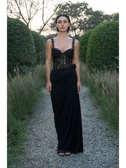 SOTBELLA - Black Lace Corset Maxi Dress