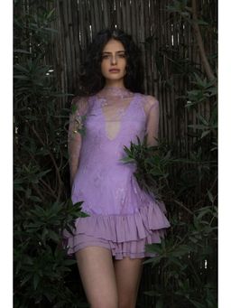 SOTBELLA - Lavender Lace Ruffle Mini Dress