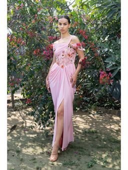 SOTBELLA - Pink Blush Floral Corset Drape Maxi