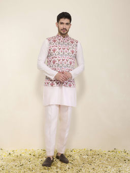 Neha Gursahani - Printed White Kurta with Pant and Jacket