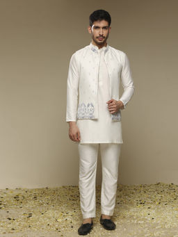 Neha Gursahani - Embroidered Ivory Kurta with Pant and Jacket