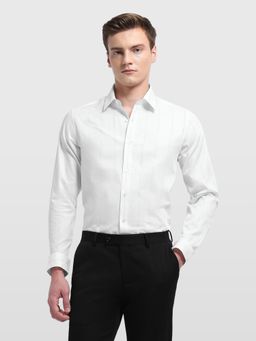 Arrow Newyork - Mens Vertical Striped Manhattan Slim Fit White Formal Shirt