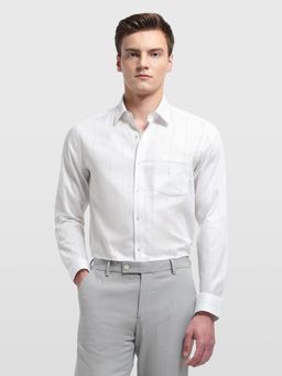 Arrow Newyork - Mens Vertical Striped Manhattan Slim Fit White Formal Shirt