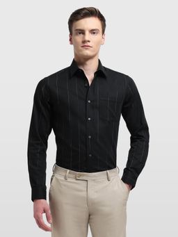 Arrow Newyork - Mens Vertical Striped Manhattan Slim Fit Black Formal Shirt