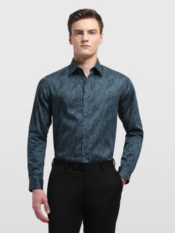 Arrow Newyork - Mens All-Over Printed Manhattan Slim Fit Teal Formal Shirt