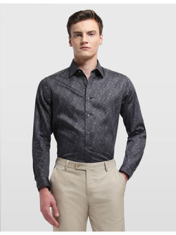 Arrow Newyork - Mens All-Over Printed Manhattan Slim Fit Black Formal Shirt