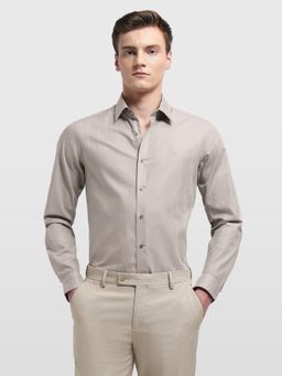 Arrow Newyork - Mens Vertical Manhattan Slim Fit Beige Formal Shirt