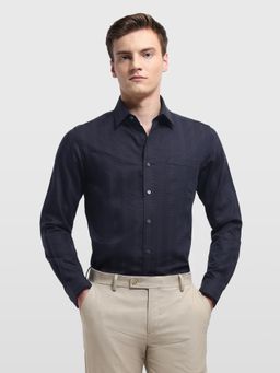 Arrow Newyork - Mens Self Design Vertical Manhattan Blue Slim Fit Formal Shirt