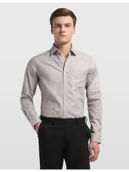 Arrow - Mens Slim Fit Self Design Ceremony Brown Formal Shirt