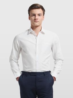 Arrow - Mens Slim Fit Self Design Ceremony White Formal Shirt