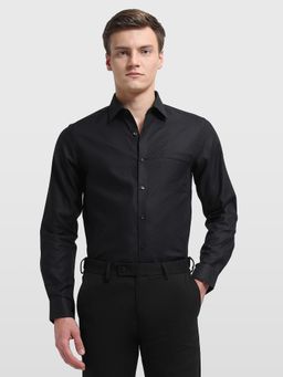 Arrow - Mens Slim Fit Self Design Ceremony Black Formal Shirt