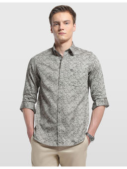 Arrow Sports - Mens Chelsea Slim Fit Printed Sage And Sun Grey Casual Shirt