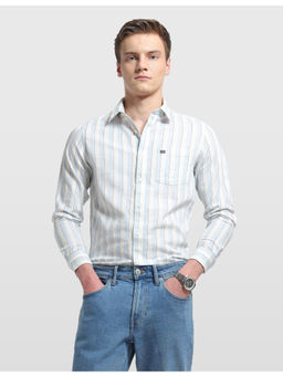 Arrow Sports - Mens Vertical Striped Chelsea Slim Fit blue Casual Shirt