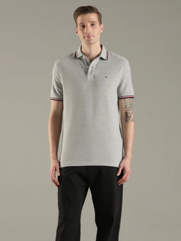 Tommy Hilfiger - Melange Grey Regular Fit Cotton Polo T-Shirt