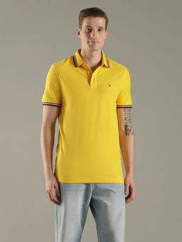 Tommy Hilfiger - Yellow Solid Regular Fit Cotton Polo T-Shirt