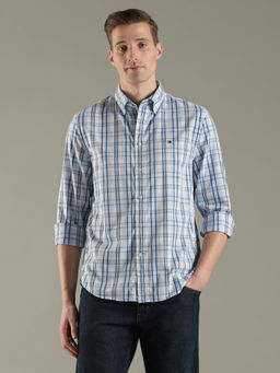 Tommy Hilfiger - Blue Checks Regular Fit Cotton Casual Shirt