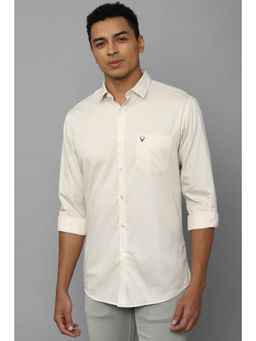 Allen Solly - Men Beige Slim Fit Print Full Sleeves Casual Shirt