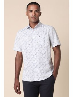Allen Solly - Men White Slim Fit Print Half Sleeves Casual Shirt