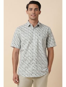 Allen Solly - Men Grey Slim Fit Print Half Sleeves Casual Shirt