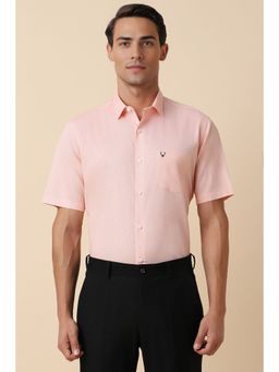Allen Solly - Men Peach Slim Fit Print Half Sleeves Formal Shirt