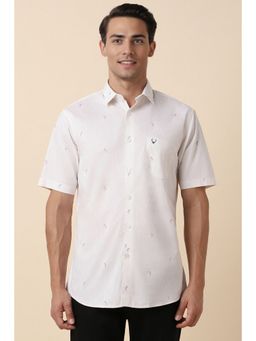 Allen Solly - Men White Slim Fit Print Half Sleeves Casual Shirt