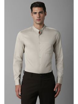 Louis Philippe - Men Grey Slim Fit Solid Full Sleeves Formal Shirt