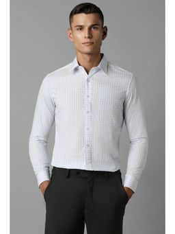 Louis Philippe - Men White Slim Fit Check Full Sleeves Formal Shirt