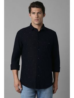 Louis Philippe - Men Black Slim Fit Print Full Sleeves Casual Shirt