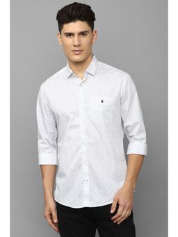 Louis Philippe - Men White Slim Fit Print Full Sleeves Casual Shirt