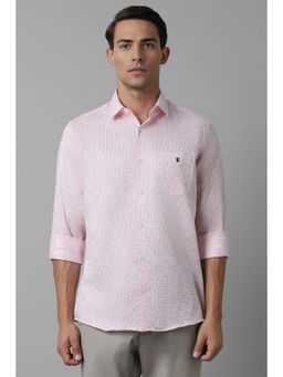 Louis Philippe - Men Pink Slim Fit Check Full Sleeves Casual Shirt