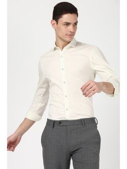 Peter England - Men Cream Super Slim Fit Formal Shirt