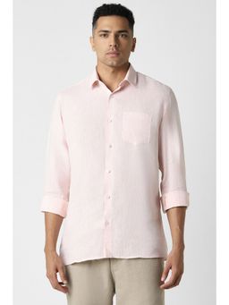 Van Heusen - Men Pink Regular Fit Textured Full Sleeves Formal Shirt