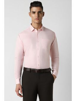 Van Heusen - Men Pink Regular Fit Textured Full Sleeves Formal Shirt