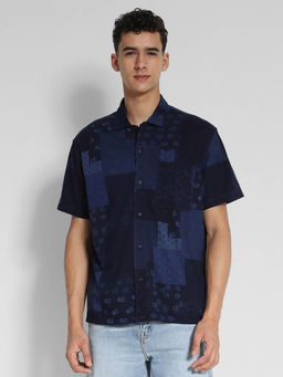 American Eagle - Men Navy Printed Poolside Shirt