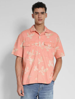 American Eagle - Men Peach 24/7 Stretch Printed Poolside Shirt