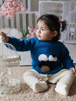 Woonie - Blue Handknitted Crazy Eyes Sweater