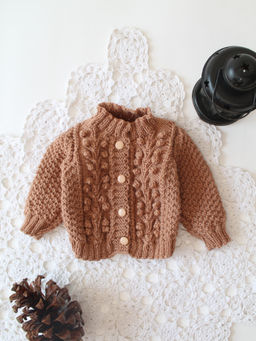 Woonie - Brown Designer Handmade Knit Wear Cardigan